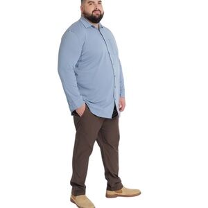 NEW Newtons First Men's Big & Tall Isaac Shirt Button Up Long Sleeves 4XLT Blue